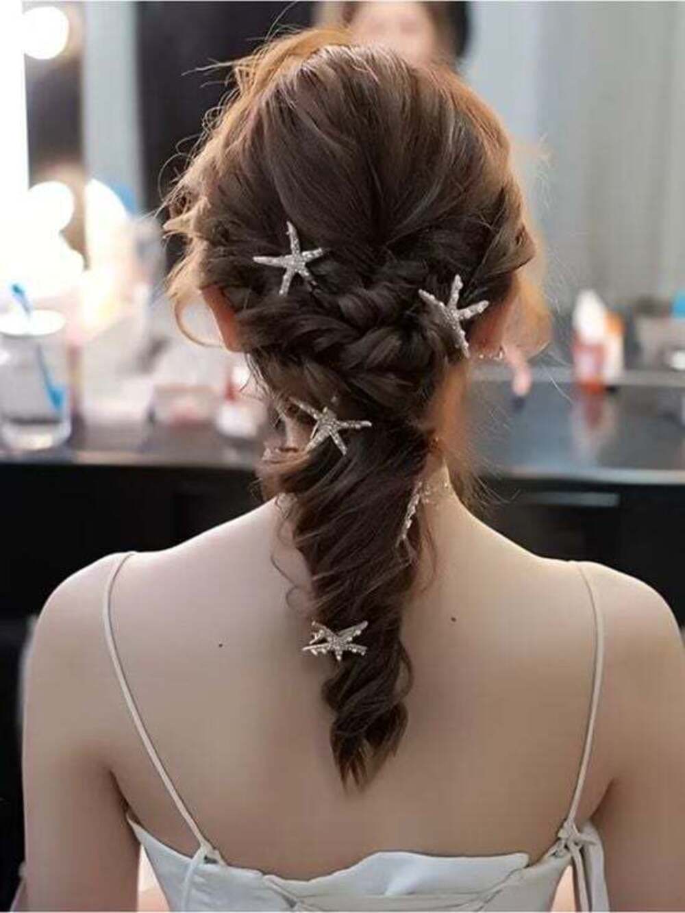 2 x Silver Starfish Hair Pins - Decorative Hair Accessories